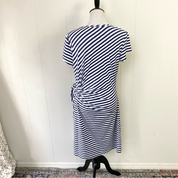 J MCLAUGHLIN Cap Sleeve Elora Dress Size XL White Navy  Blue Catalina Cloth - Picture 9 of 15